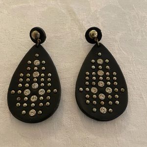 Black leather with stud earrings